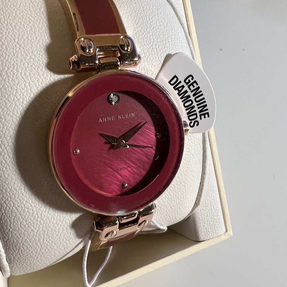 Anne Klien Burgundy Diamond Dial Analog Watch